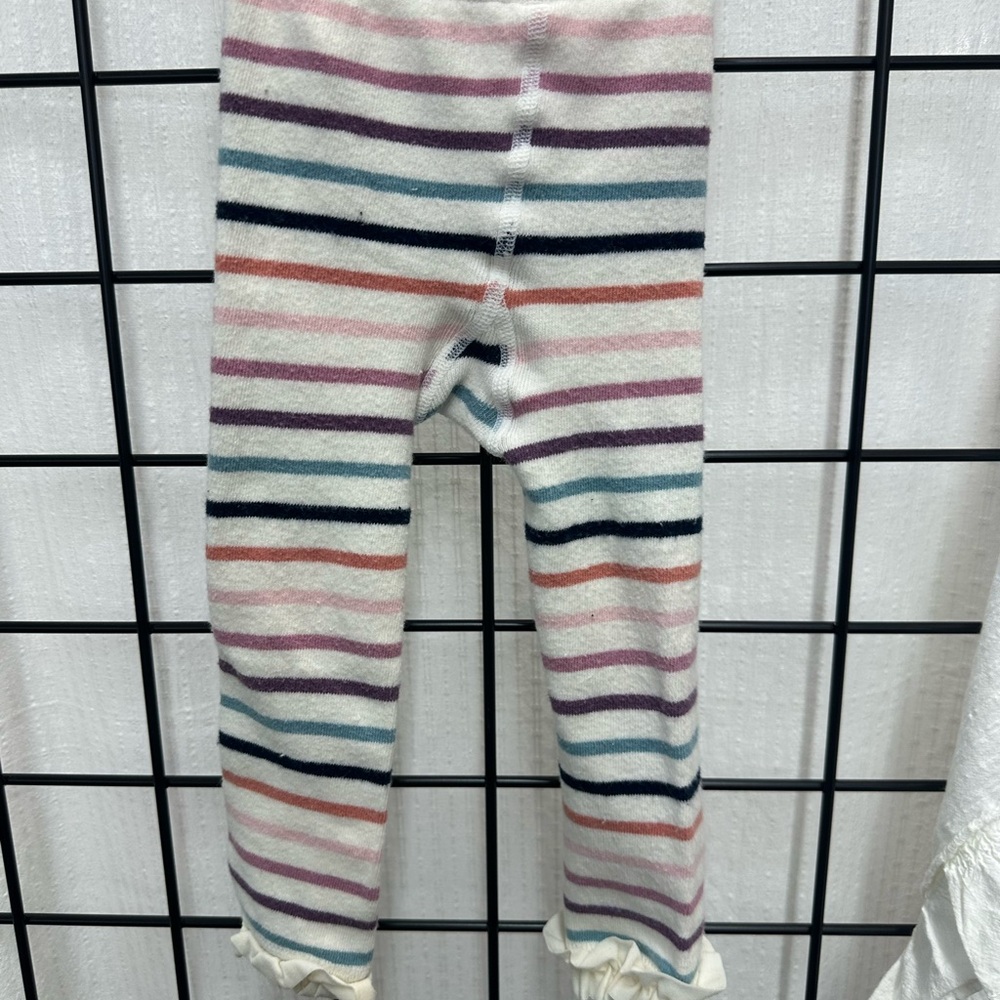 Ruffle Butts Pastel Striped Leggings with Ruffle Detail